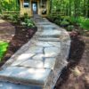 Grey step walkway with flagstone