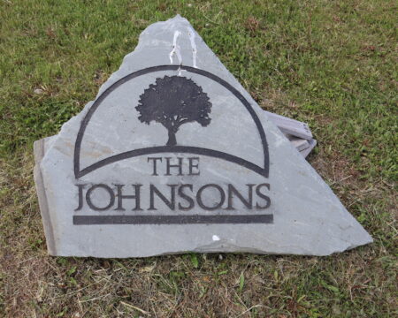 Engraved Bluestone Driveway sign with emblem and name